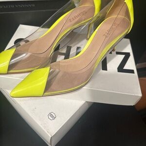 Shutz vinyl veriniz neon yellow transparent shoes